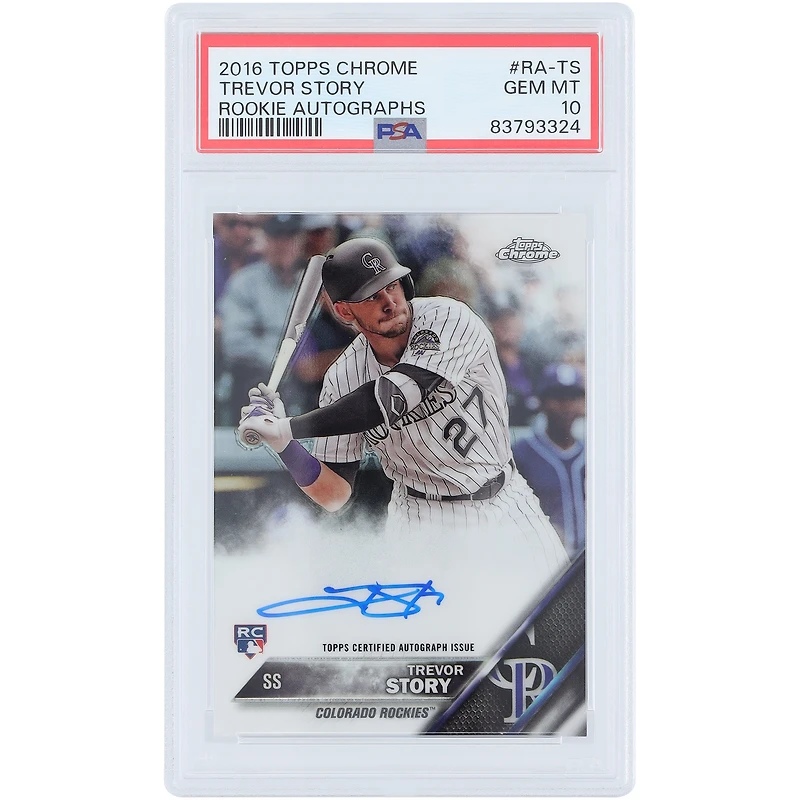 Trevor Story Colorado Rockies Autographed 2016 Topps Chrome #RA-TS PSA Authenticated Gem MT 10 Rookie Card