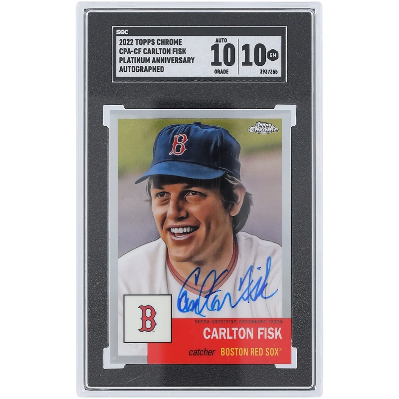 Carlton Fisk Boston Red Sox Autographed 2022 Topps Chrome Platinum Anniversary Refractor #CPA-CF SGC Authenticated 10/10 Card