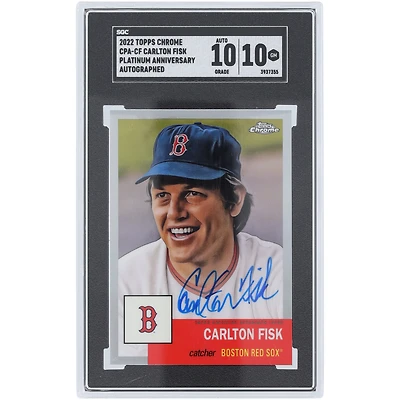 Carlton Fisk Boston Red Sox Autographed 2022 Topps Chrome Platinum Anniversary Refractor #CPA-CF SGC Authenticated 10/10 Card