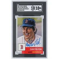 Carlton Fisk Boston Red Sox Autographed 2022 Topps Chrome Platinum Anniversary Refractor #CPA-CF SGC Authenticated 10/10 Card