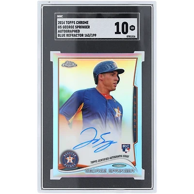 George Springer Houston Astros Autographed 2014 Topps Chrome Blue Refractor #GS #163/199 SGC Authenticated GM 10 Rookie Card