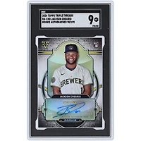 Jackson Chourio Milwaukee Brewers Autographed 2024 Topps Triple Threads #RA-CHO #90/199 SGC Authenticated MT 9 Rookie Card