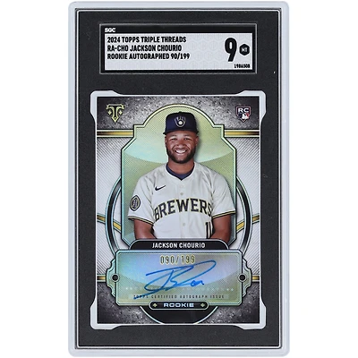 Jackson Chourio Milwaukee Brewers Autographed 2024 Topps Triple Threads #RA-CHO #90/199 SGC Authenticated MT 9 Rookie Card