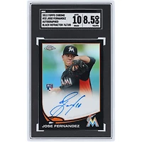 Jose Fernandez Miami Marlins Autographed 2013 Topps Chrome Black Refractor #32 #76/100 SGC Authenticated 8.5/10 Rookie Card