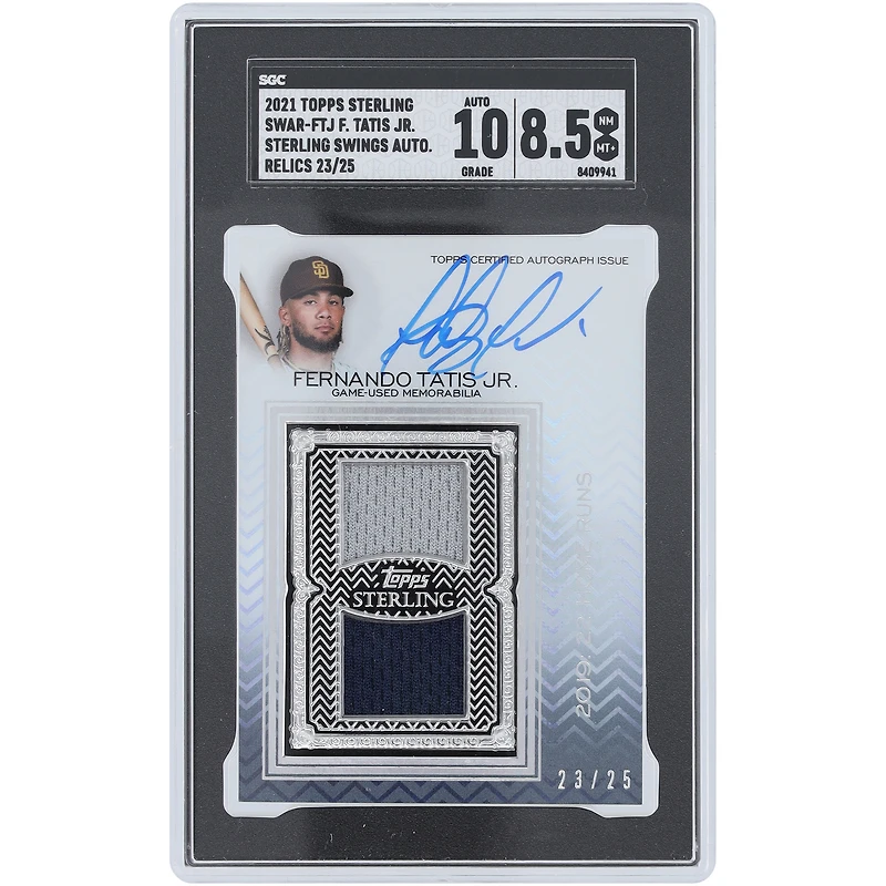 Fernando Tatis Jr. San Diego Padres Autographed 2021 Topps Sterling Relic #SWAR-FTJ #23/25 SGC Authenticated 8.5/10 Card