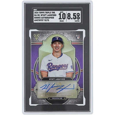 Wyatt Langford Texas Rangers Autographed 2024 Topps Triple Threads Amethyst #RA-WL #75/75 SGC Authenticated 8.5/10 Rookie Card
