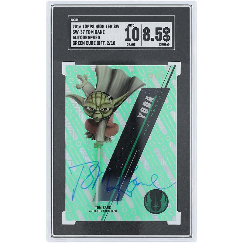 Tom Kane Star Wars Autographed 2016 Topps High Tek Green Cube Diffractor #SW-37 #2/10 SGC Authenticated 8.5/10 Card