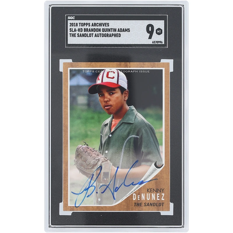 Brandon Quintin Adams The Sandlot Autographed 2018 Topps Archives Kenny DeNunez #SLA-KD SGC Authenticated MT 9 Card
