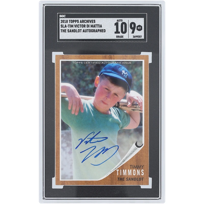 Victor DiMattia The Sandlot Autographed 2018 Topps Archives Timmy Timmons #SLA-TIM SGC Authenticated 9/10 Card
