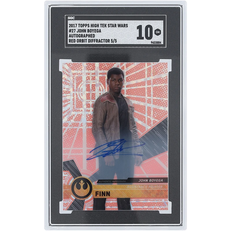 John Boyega Star Wars Autographed 2017 Topps High Tek Red Orbit Diffractor #27 #5/5 SGC Authenticated GM 10 Card