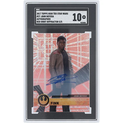 John Boyega Star Wars Autographed 2017 Topps High Tek Red Orbit Diffractor #27 #5/5 SGC Authenticated GM 10 Card