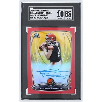 Johnny Manziel Cleveland Browns Autographed 2014 Topps Chrome Red Refractor #RCRA-JM #15/25 SGC Authenticated 8/10 Rookie Card