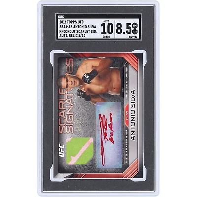 Antonio Silva UFC Autographed 2016 Topps Knockout Scarlet Sigs Fighter Worn Relic #SSAR-AS #5/10 SGC Authenticated 8.5/10 Card