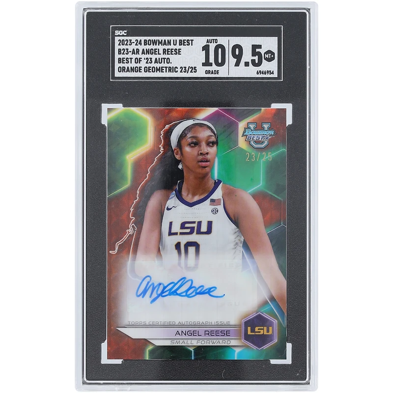 Angel Reese LSU Tigers Autographed 2023-24 Bowman U Best Best Of '23 Orange Geometric #B23-AR #23/25 SGC Authenticated 9.5/10 Card