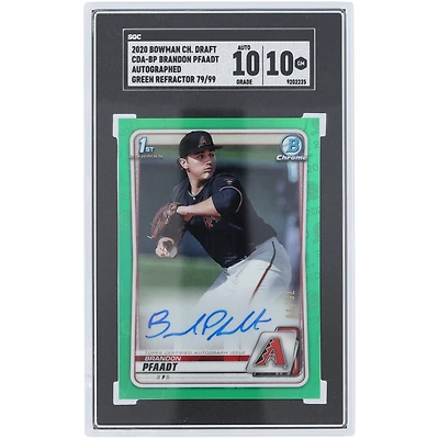 Brandon Pfaadt Arizona Diamondbacks Autographed 2020 Bowman Chrome Draft Green Refractor #CDA-BP #79/99 SGC Authenticated 10/10 Card
