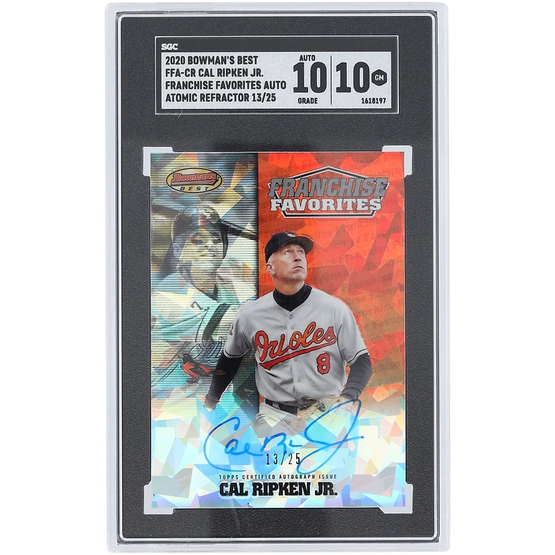 Cal Ripken Jr. Baltimore Orioles Autographed 2020 Bowman's Best Franchise Favorites Atomic Refractor #FFA-CR #13/25 SGC Authenticated 10/10 Card