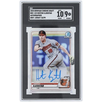 Heston Kjerstad Baltimore Orioles Autographed 2020 Bowman Chrome Draft Grey Jersey Refractor #BDC-122 #32/99 SGC Authenticated 9/10 Card