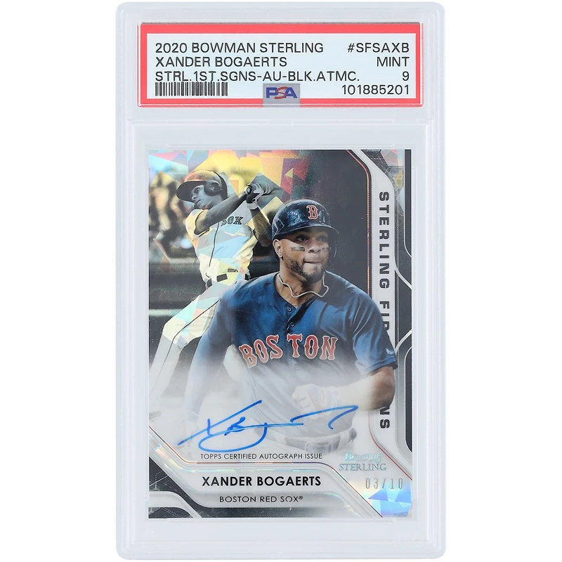 Xander Bogaerts Boston Red Sox Autographed 2020 Bowman Sterling Black Atomic #SFSA-XB #3/10 PSA Authenticated Mint 9 Card