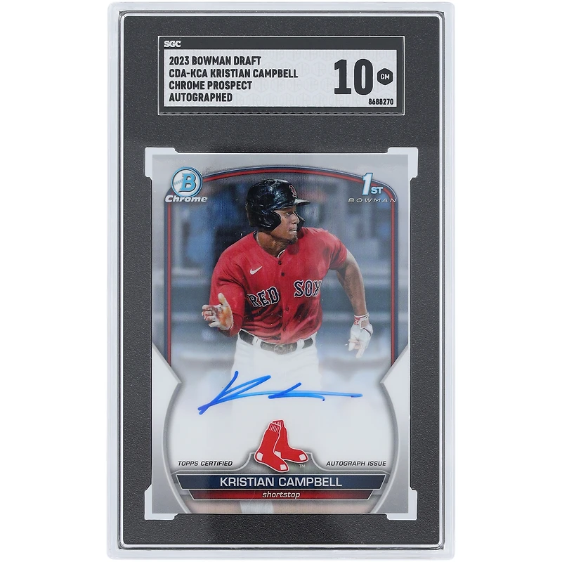 Kristian Campbell Boston Red Sox Autographed 2023 Bowman Draft Chrome Prospects 1st Bowman #CDA-KCA SGC Authenticated GM 10 Card