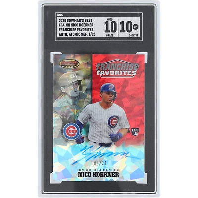 Nico Hoerner Chicago Cubs Autographed 2020 Bowman's Best Franchise Favorites Atomic Refractor #FFA-NH #1/25 SGC Authenticated 10/10 Rookie Card