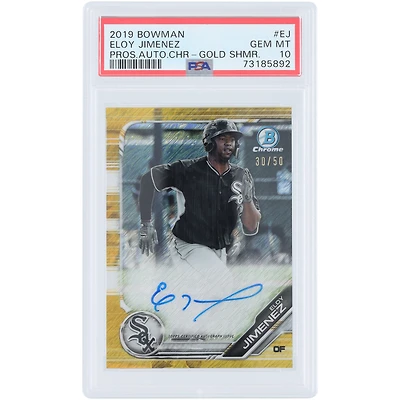Eloy Jimenez Chicago White Sox Autographed 2019 Bowman Prospects Gold Shimmer #CPA-EJ #30/50 PSA Authenticated Gem MT 10 Card