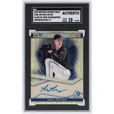 Max Meyer Miami Marlins Autographed 2020 Bowman Chrome Draft Class of 2020 Superfractor #C20A-MM #1/1 SGC Authenticated Auto 10 Card
