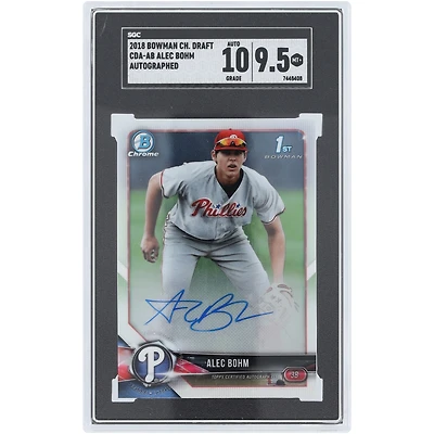 Alec Bohm Philadelphia Phillies Autographed 2018 Bowman Chrome Draft 1st Bowman #CDA-AB SGC Authenticated 9.5/10 Card