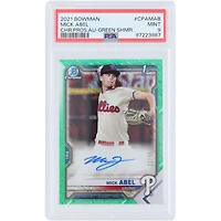 Mick Abel Philadelphia Phillies Autographed 2021 Bowman Chrome Prospects Green Shimmer #CPA-MAB #32/99 PSA Authenticated Mint 9 Card