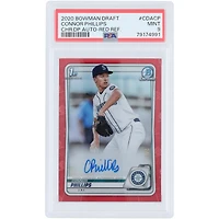 Connor Phillips Seattle Mariners Autographed 2020 Bowman Draft Chrome Prospects Red Refractor #CDA-CP #2/5 PSA Authenticated Mint 9 Card