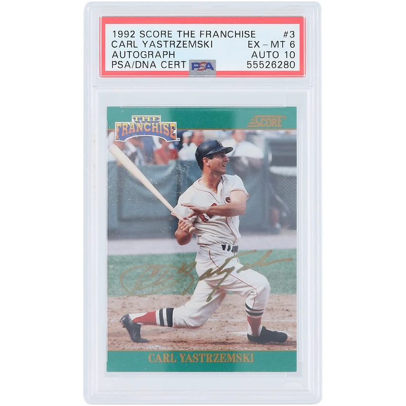 Carl Yastrzemski Boston Red Sox Autographed 1992 Score The Franchise #3 #392/2000 PSA Authenticated 6/10 Card