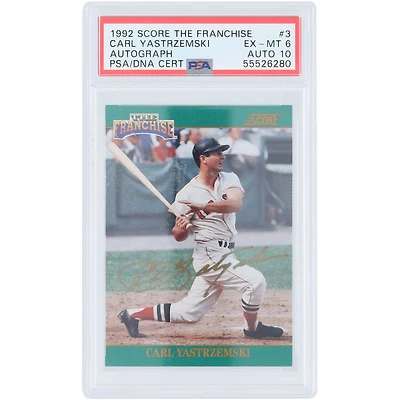 Carl Yastrzemski Boston Red Sox Autographed 1992 Score The Franchise #3 #392/2000 PSA Authenticated 6/10 Card