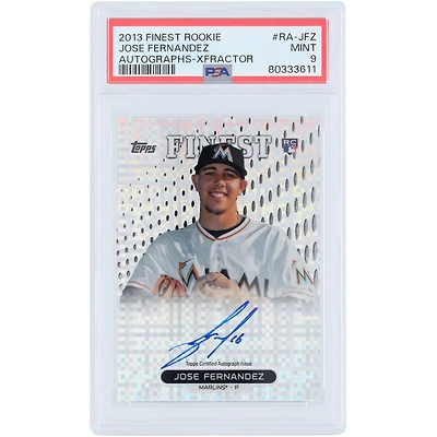 Jose Fernandez Miami Marlins Autographed 2013 Finest Xfractor #RA-JFZ #3/149 PSA Authenticated Mint 9 Rookie Card