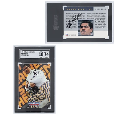 Junior Seau San Diego Chargers Autographed 1991 Pro Line Portraits #A-JS SGC Authenticated 7/10 Card