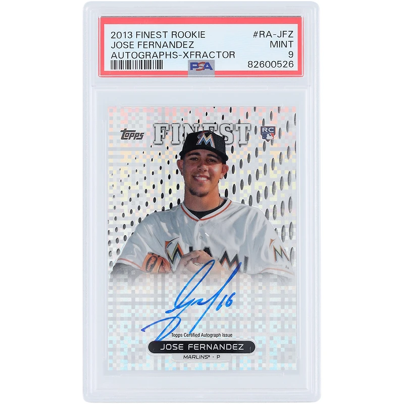 Jose Fernandez Miami Marlins Autographed 2013 Finest Xfractor #RA-JFZ #104/149 PSA Authenticated Mint 9 Rookie Card
