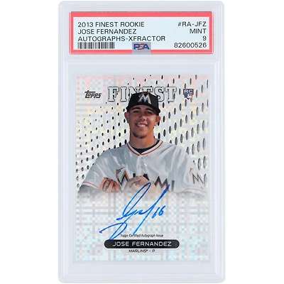 Jose Fernandez Miami Marlins Autographed 2013 Finest Xfractor #RA-JFZ #104/149 PSA Authenticated Mint 9 Rookie Card