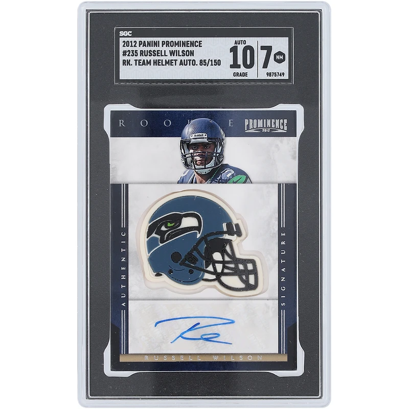 Russell Wilson Seattle Seahawks Autographed 2012 Panini Prominence Rookie Team Helmet #235 #85/150 SGC Authenticated 7/10 Rookie Card