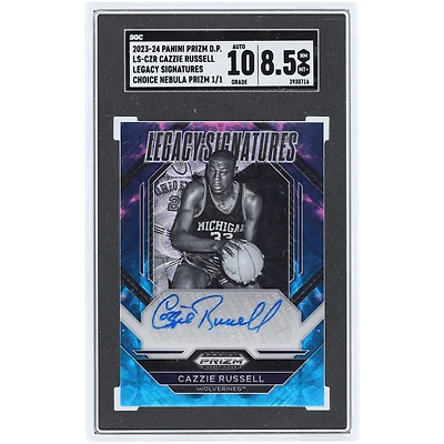 Cazzie Russell Michigan Wolverines Autographed 2023-24 Panini Prizm Draft Pick Choice Nebula Prizm Legacy Sigs #LS-CZR #1/1 SGC Authenticated 8.5/10 Card
