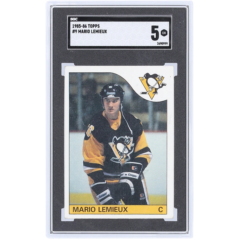 Mario Lemieux Pittsburgh Penguins 1985-86 Topps #9 SGC Authenticated 5 Rookie Card