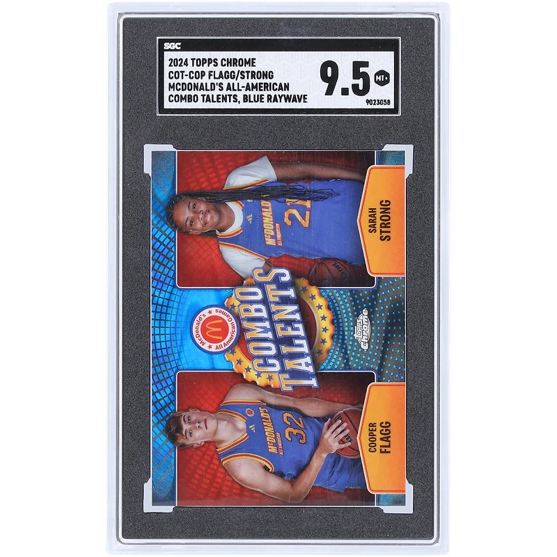 Cooper Flagg & Sarah Strong 2024 Topps Chrome Blue Raywave McDonald's All-American Combo Talent #COT-COP SGC Authenticated 9.5 Card