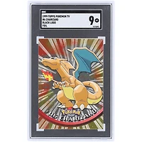 Charizard Pokemon 1999 Topps Foil TV Animation Series Black Logo #6 SGC Authenticated 9 Card