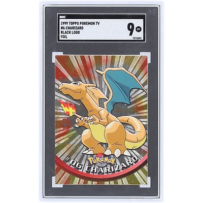 Charizard Pokemon 1999 Topps Foil TV Animation Series Black Logo #6 SGC Authenticated 9 Card