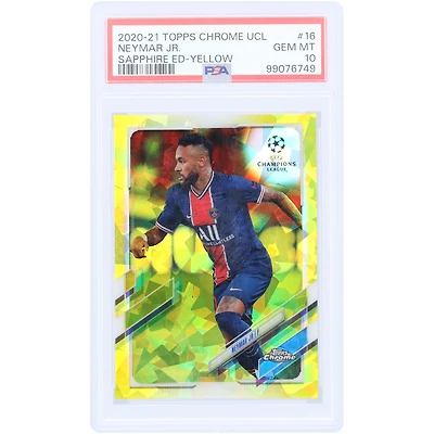 Neymar Jr. Paris Saint-Germain 2020-21 Topps Chrome UEFA Champions League Yellow Sapphire Edition #16 #7/99 PSA Authenticated 10 Card