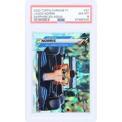 Lando Norris McLaren F1 Team 2020 Topps Chrome Aqua Sapphire Edition #27 #93/99 PSA Authenticated 8 Card