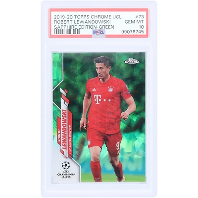 Robert Lewandowski Bayern Munich 2019-20 Topps Chrome UEFA Champions League Green Sapphire Edition #73 #16/75 PSA Authenticated 10 Card