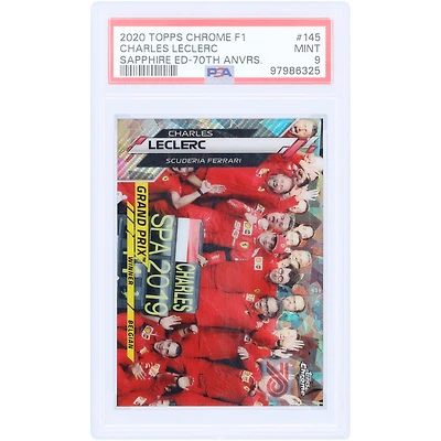 Charles Leclerc Scuderia Ferrari 2020 Topps Chrome 70th Anniversary Sapphire Edition #145 #4/70 PSA Authenticated 9 Card
