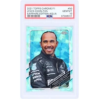 Lewis Hamilton Mercedes-AMG Petronas F1 Team 2021 Topps Chrome Aqua Sapphire Edition #50 #22/99 PSA Authenticated 10 Card
