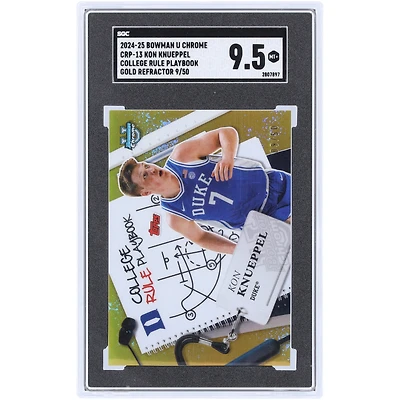 Kon Knueppel Duke Blue Devils 2024-25 Bowman U Chrome Gold Refractor College Rule Playbook #CRP-13 #9/50 SGC Authenticated 9.5 Card
