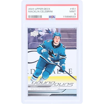 Macklin Celebrini San Jose Sharks 2024-25 Upper Deck Series 2 Young Guns #451 PSA Authenticated 9 Rookie Card