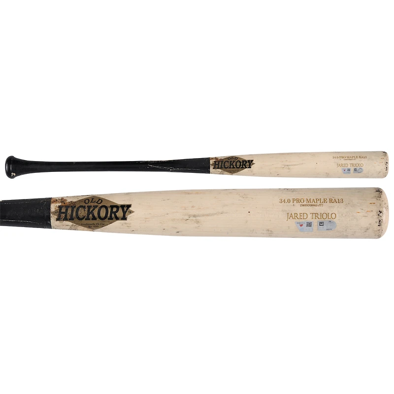 Jared Triolo Pittsburgh Pirates Game-Used Tan and Black Old Hickory Broken Bat vs. Chicago Cubs on August 15, 2025