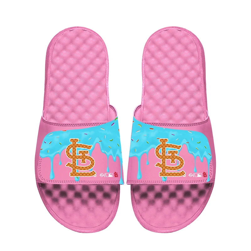 Youth ISlide Pink St. Louis Cardinals Ice Cream Drip Slide Sandals